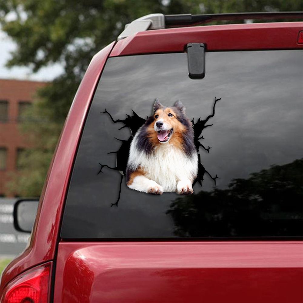 Shetland Sheepdog Crack Car Sticker, Toilet Sticker, Fridge Sticker 7
