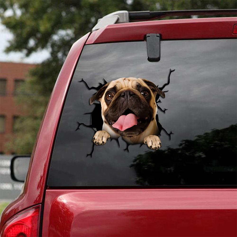 Pug Crack Car Sticker 27