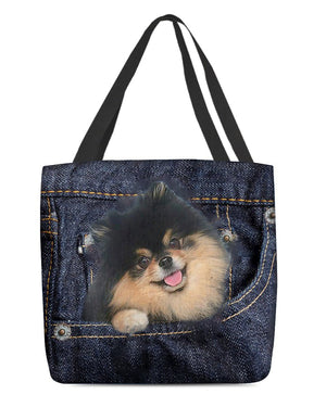 Black And Tan Pomeranian-Dark Denim-Cloth Tote Bag