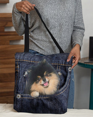 Black And Tan Pomeranian-Dark Denim-Cloth Tote Bag