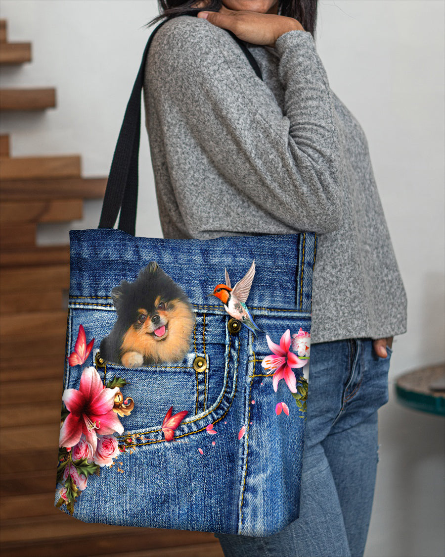 Black and Tan Pomeranian-Lily Cloth Tote Bag