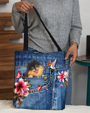 Black and Tan Pomeranian-Lily Cloth Tote Bag