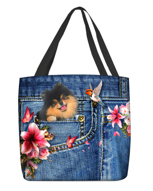 Black and Tan Pomeranian-Lily Cloth Tote Bag