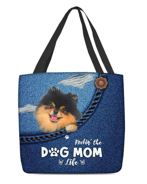 Black And Tan Pomeranian-Dog Mom Life-Cloth Tote Bag