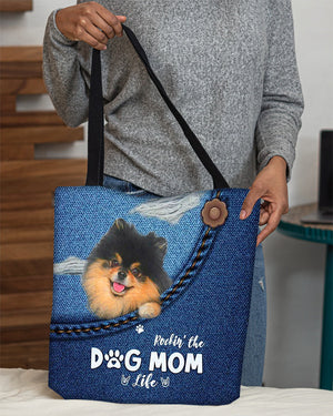 Black And Tan Pomeranian-Dog Mom Life-Cloth Tote Bag