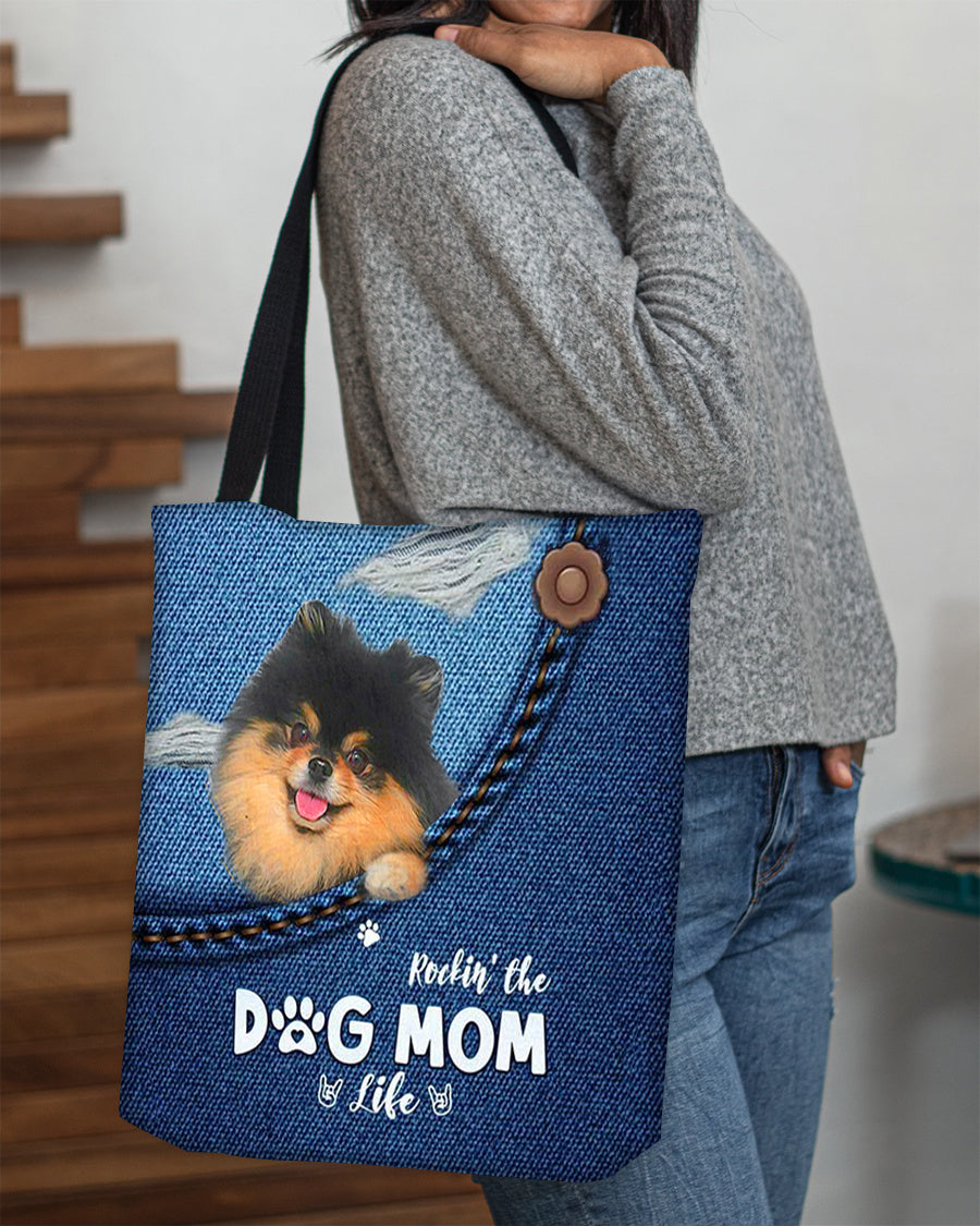 Black And Tan Pomeranian-Dog Mom Life-Cloth Tote Bag