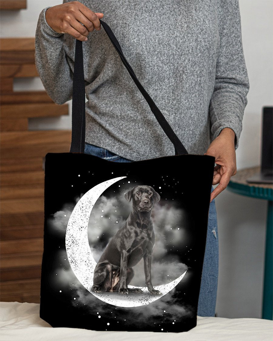 Black Labrador Sit On The Moon With Starts-Cloth Tote Bag
