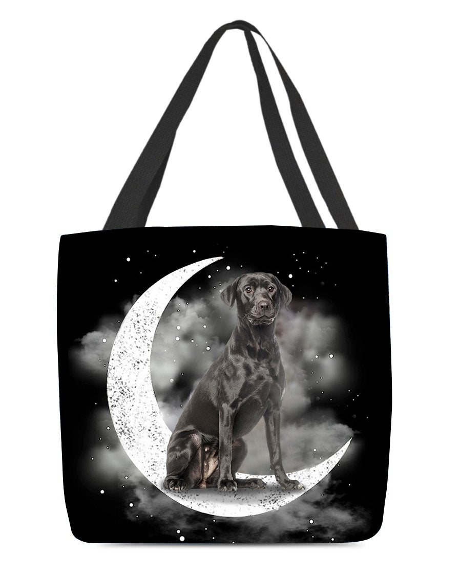 Black Labrador Sit On The Moon With Starts-Cloth Tote Bag