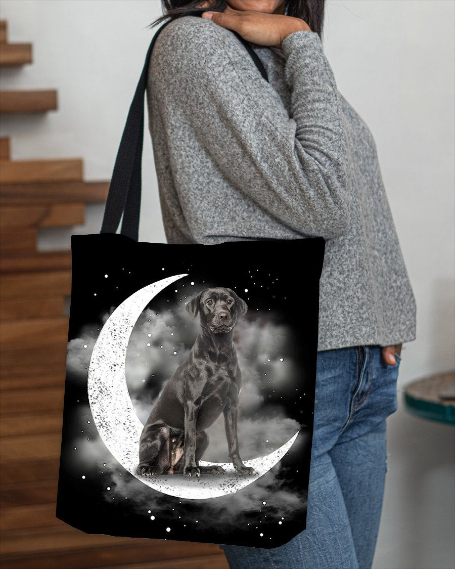 Black Labrador Sit On The Moon With Starts-Cloth Tote Bag