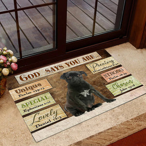 Black  Pug God Says You Are Doormat