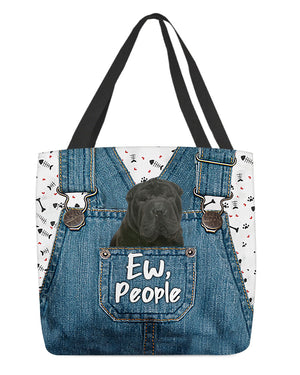 Black shar pei-EW people-Cloth Tote Bag