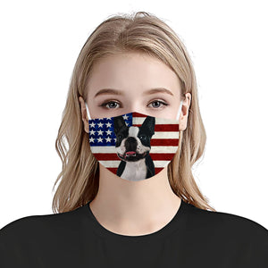 Boston Terrier With American Flag EZ01 1604 Face Mask