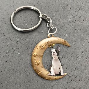 Boston Terrier 2-Dog & Moon Flat Acrylic Keychain
