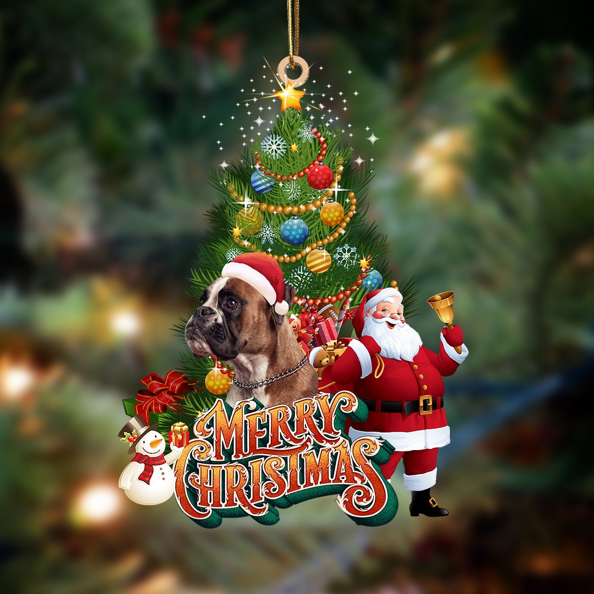 boxer-Christmas Tree&Dog Hanging Ornament