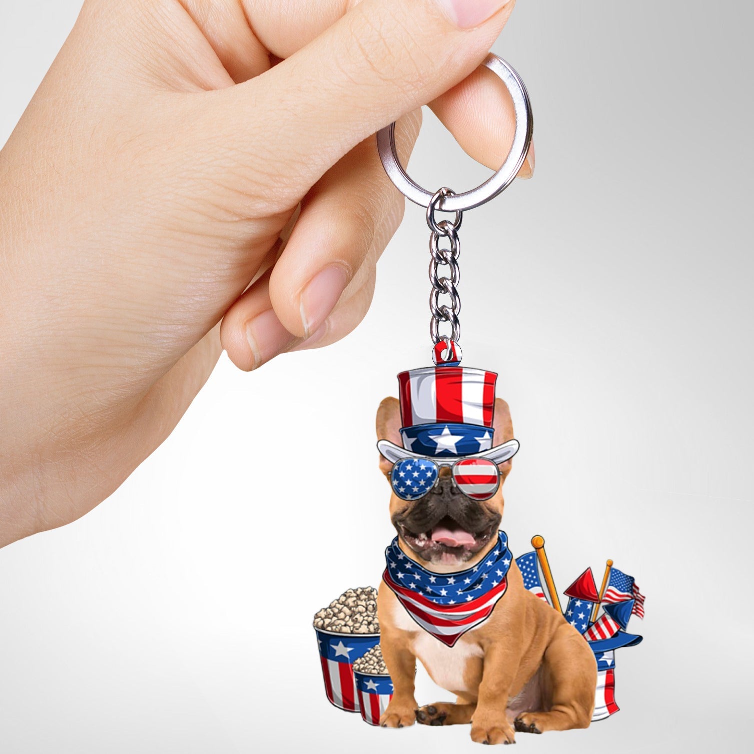 Brown French Bulldog-July Stuff Flat Acrylic Keychain