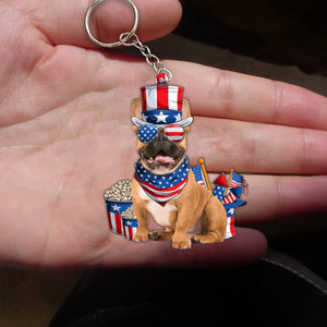 Brown French Bulldog-July Stuff Flat Acrylic Keychain