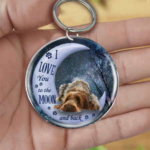 Spinone Moon Back-Round Resin Epoxy Metal Keychain