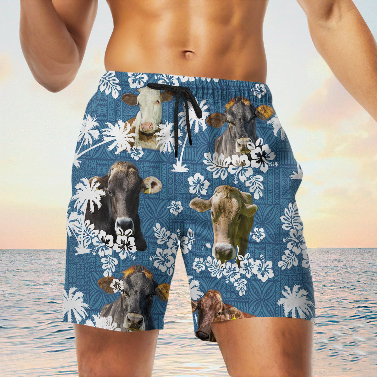 brown swiss Blue Tribal Shorts