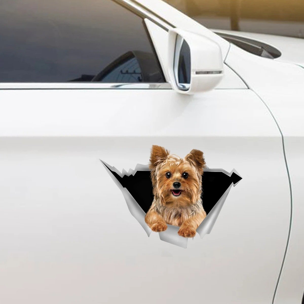 We Like Riding In Cars  Yorkshire Terrier Car Sticker V2