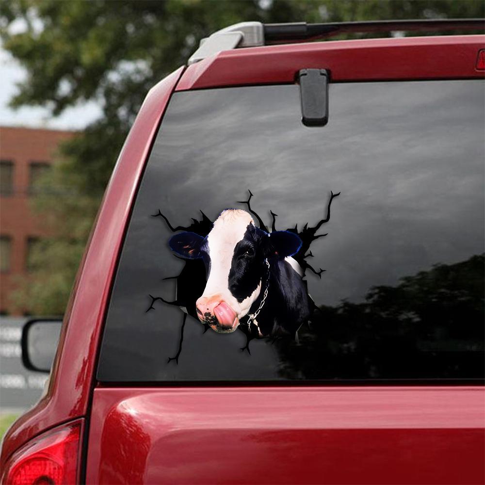 Funny Holstein Friesian Cow Crack Car Sticker