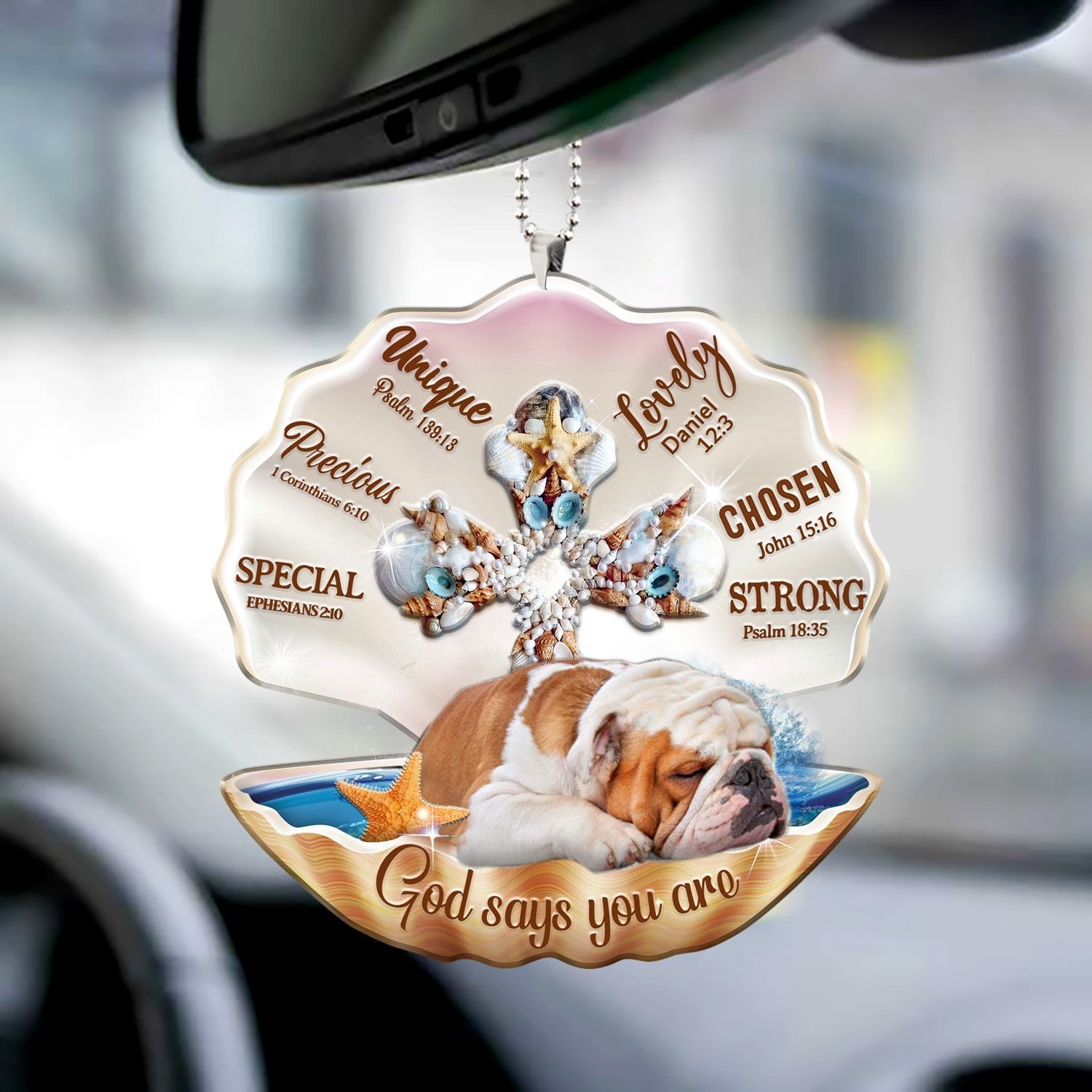 bulldog2-You Are Cross In Seashell-Two sides ornament