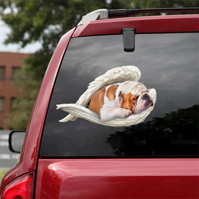 Bulldog-sleeping angel CAR STICKER