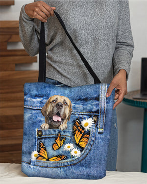 bullmastiff-Butterfly Daisies Fait-CLOTH TOTE BAG