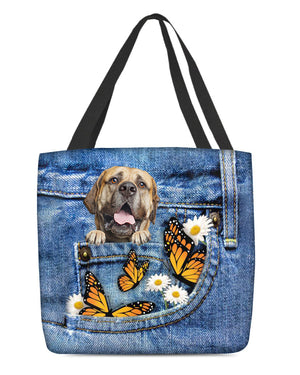 bullmastiff-Butterfly Daisies Fait-CLOTH TOTE BAG