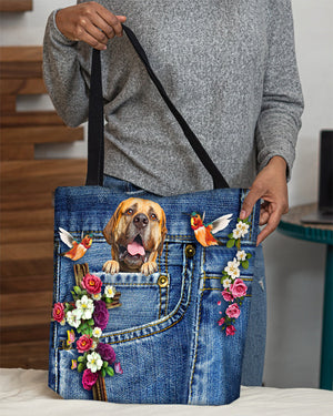 Bullmastiff-Cardinal & Cross Flower Cloth Tote Bag