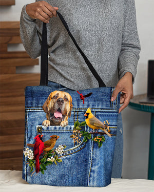 Bullmastiff-Cardinal & Dog Cloth Tote Bag