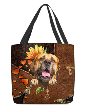 Bullmastiff-Sunflower&zipper Cloth Tote Bag