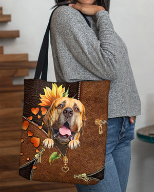 Bullmastiff-Sunflower&zipper Cloth Tote Bag