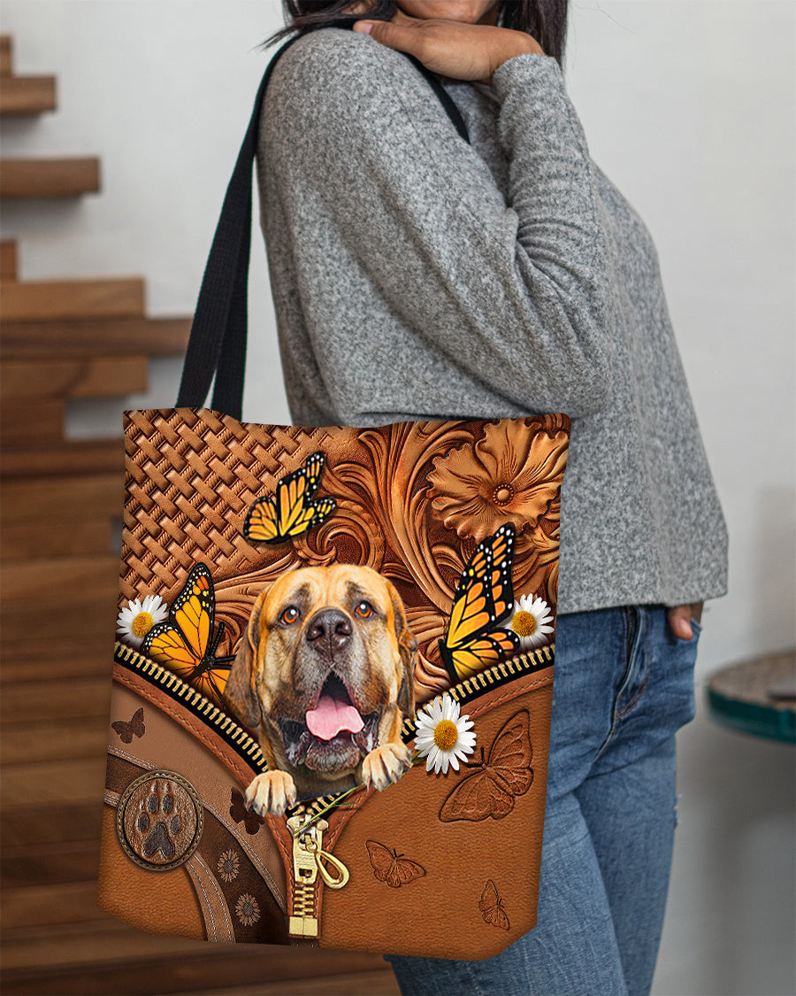 Bullmastiff Butterfly Daisy Cloth Tote Bag