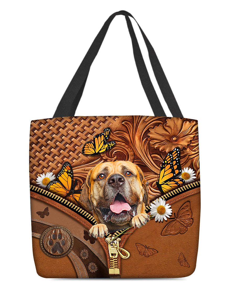 Bullmastiff Butterfly Daisy Cloth Tote Bag