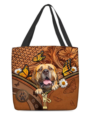 Bullmastiff Butterfly Daisy Cloth Tote Bag