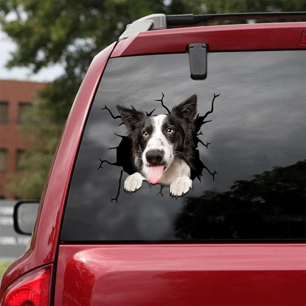 Border Collie Crack Car Sticker, Toilet Sticker, Fridge Sticker 29