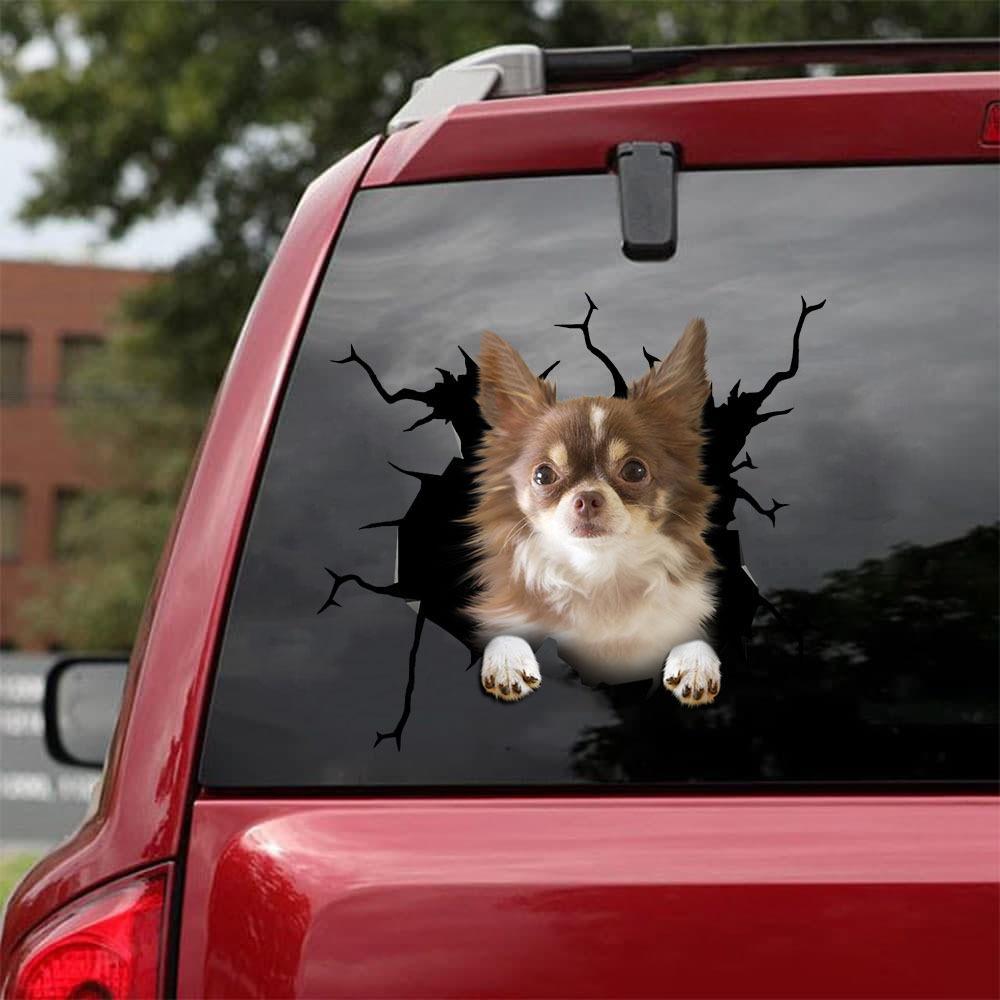 Chihuahua Crack Car Sticker, Toilet Sticker, Fridge Sticker (2)