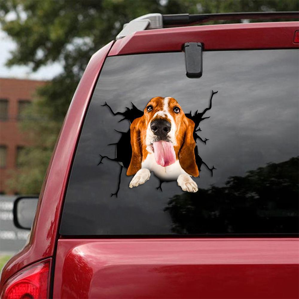 Basset Hound Crack Car Sticker, Toilet Sticker, Fridge Sticker 17