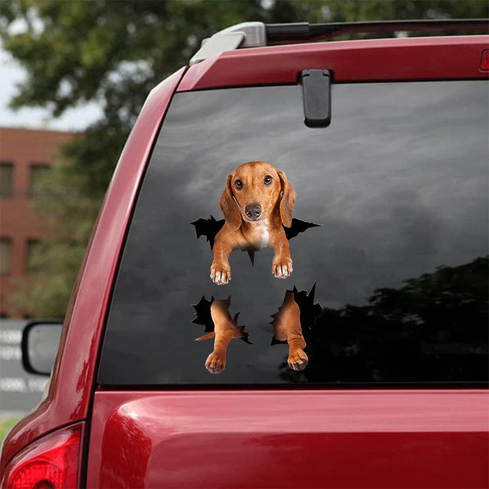 Dachshund Crack Car Sticker, Toilet Sticker, Fridge Sticker (33)