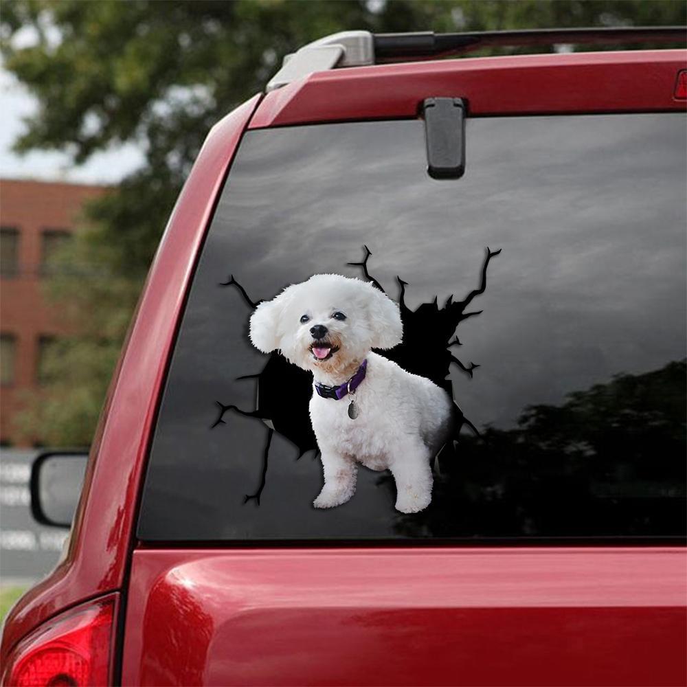 Bichon Frise Crack Car Sticker, Toilet Sticker, Fridge Sticker 19