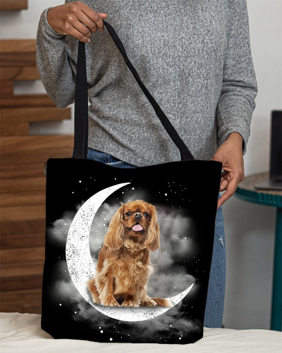 Cavalier King Charles Spaniel (3) Sit On The Moon With Starts-Cloth Tote Bag