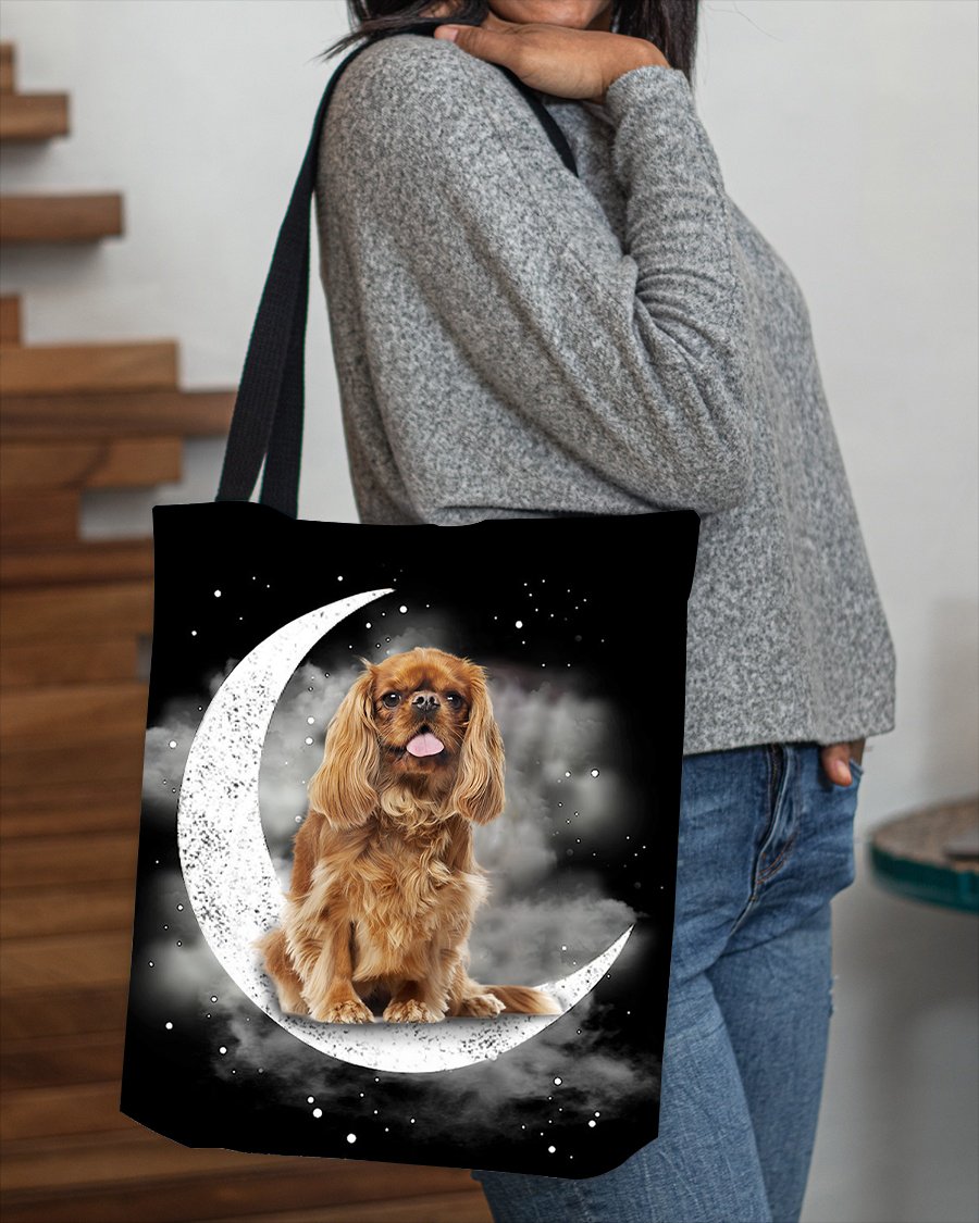 Cavalier King Charles Spaniel (3) Sit On The Moon With Starts-Cloth Tote Bag