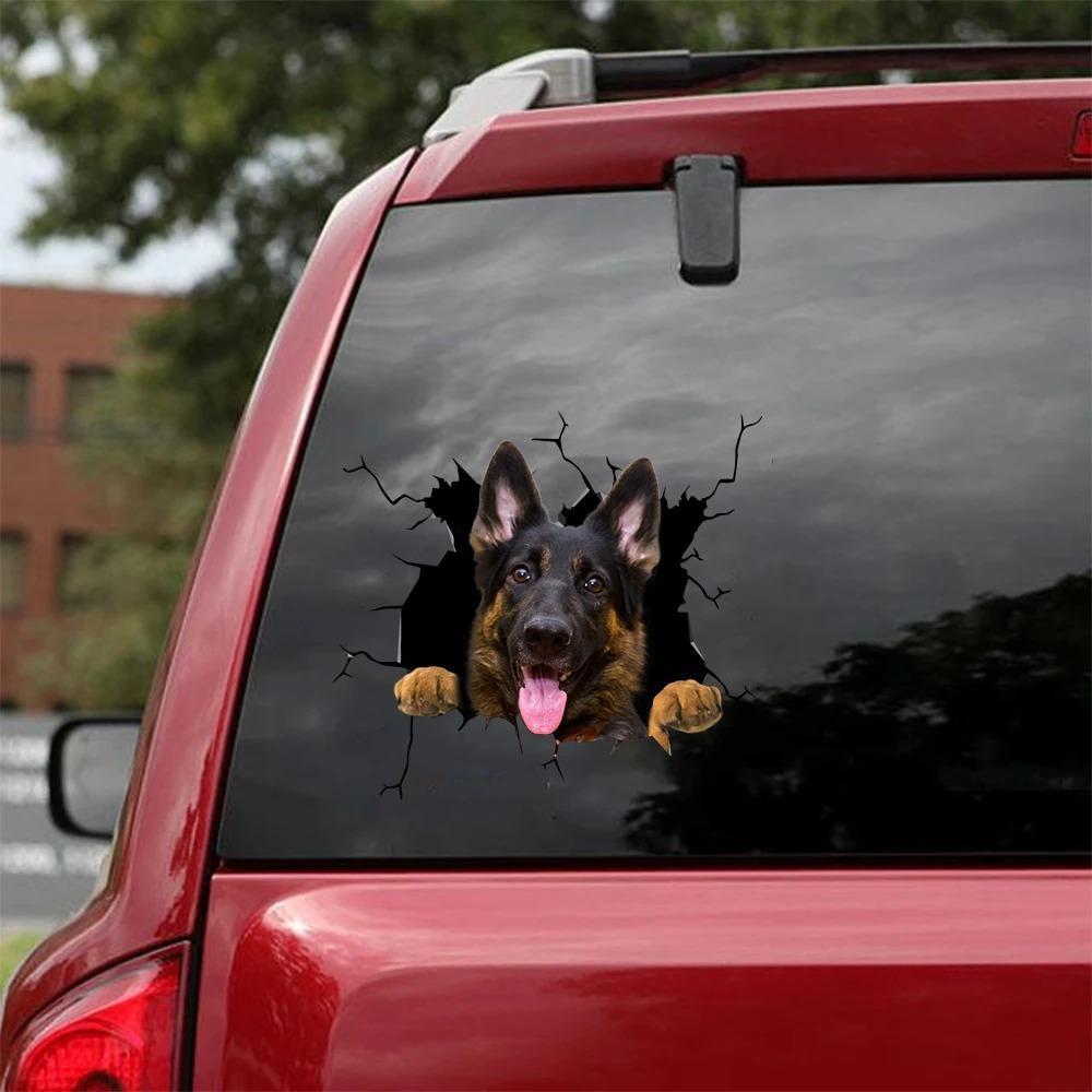 GERMAN SHEPHERD CRACK CAR STICKER 5