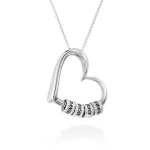 Mother's Day Gift Charming Heart Necklace with Engraved Beads