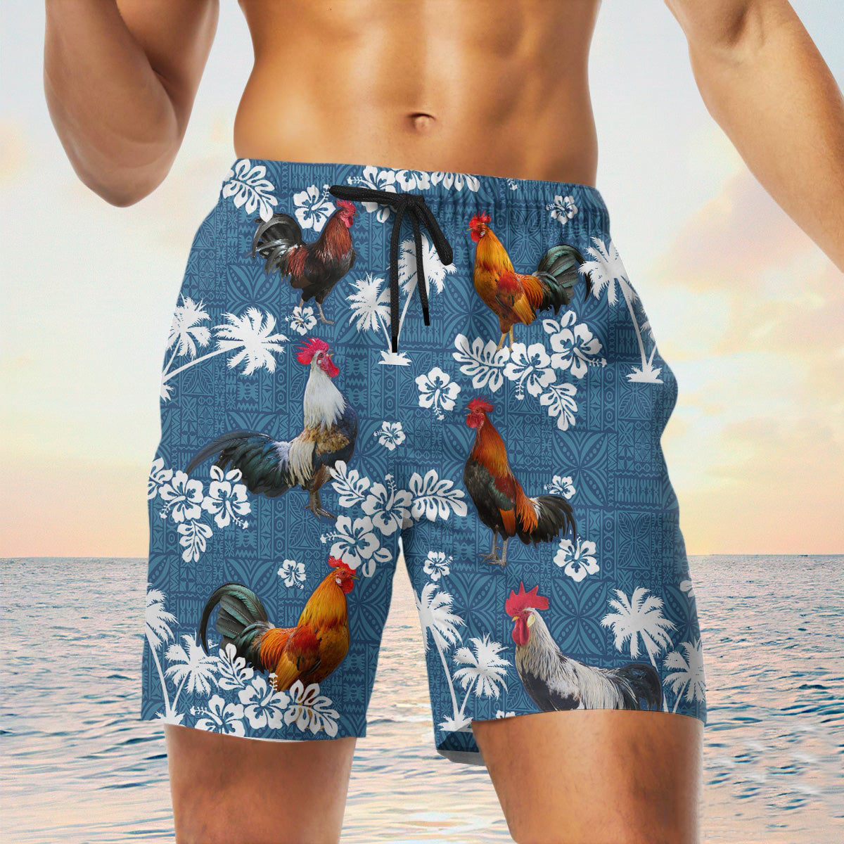 chicken Blue Tribal Shorts