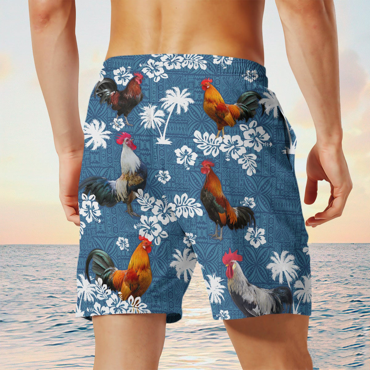 chicken Blue Tribal Shorts