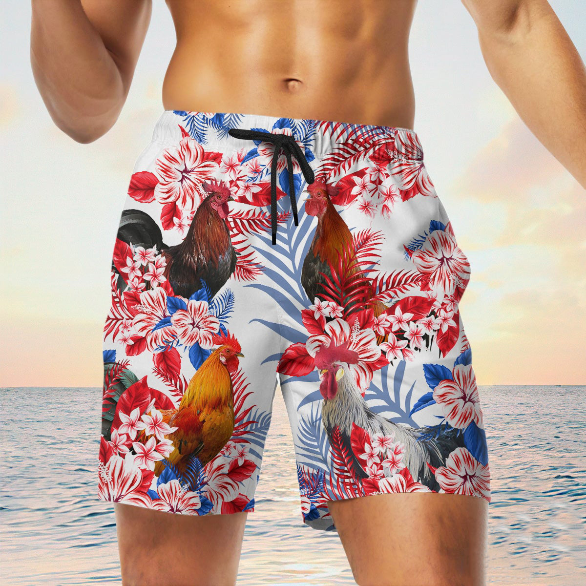 chicken In American Flag Pattern Shorts