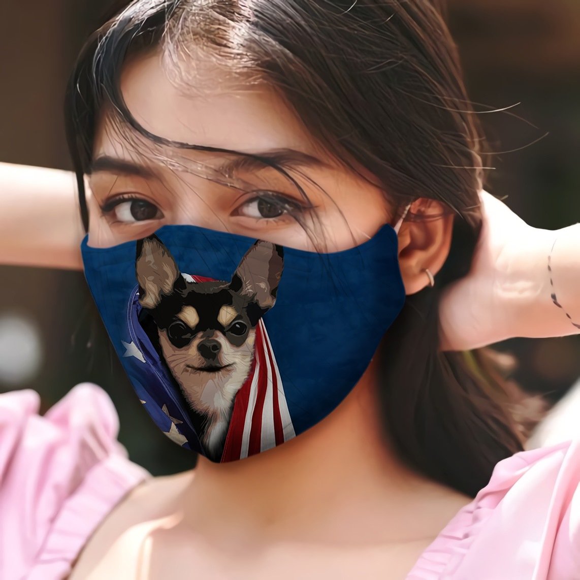 Chihuahua In American Flag EZ01 Face Mask