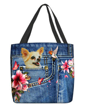 Chihuahua-Lily Cloth Tote Bag