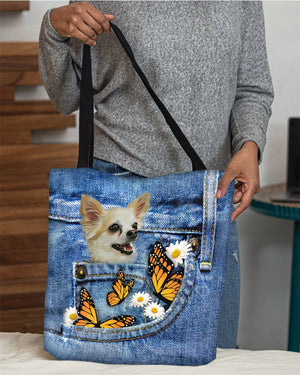 chihuahua1-Butterfly Daisies Fait-CLOTH TOTE BAG